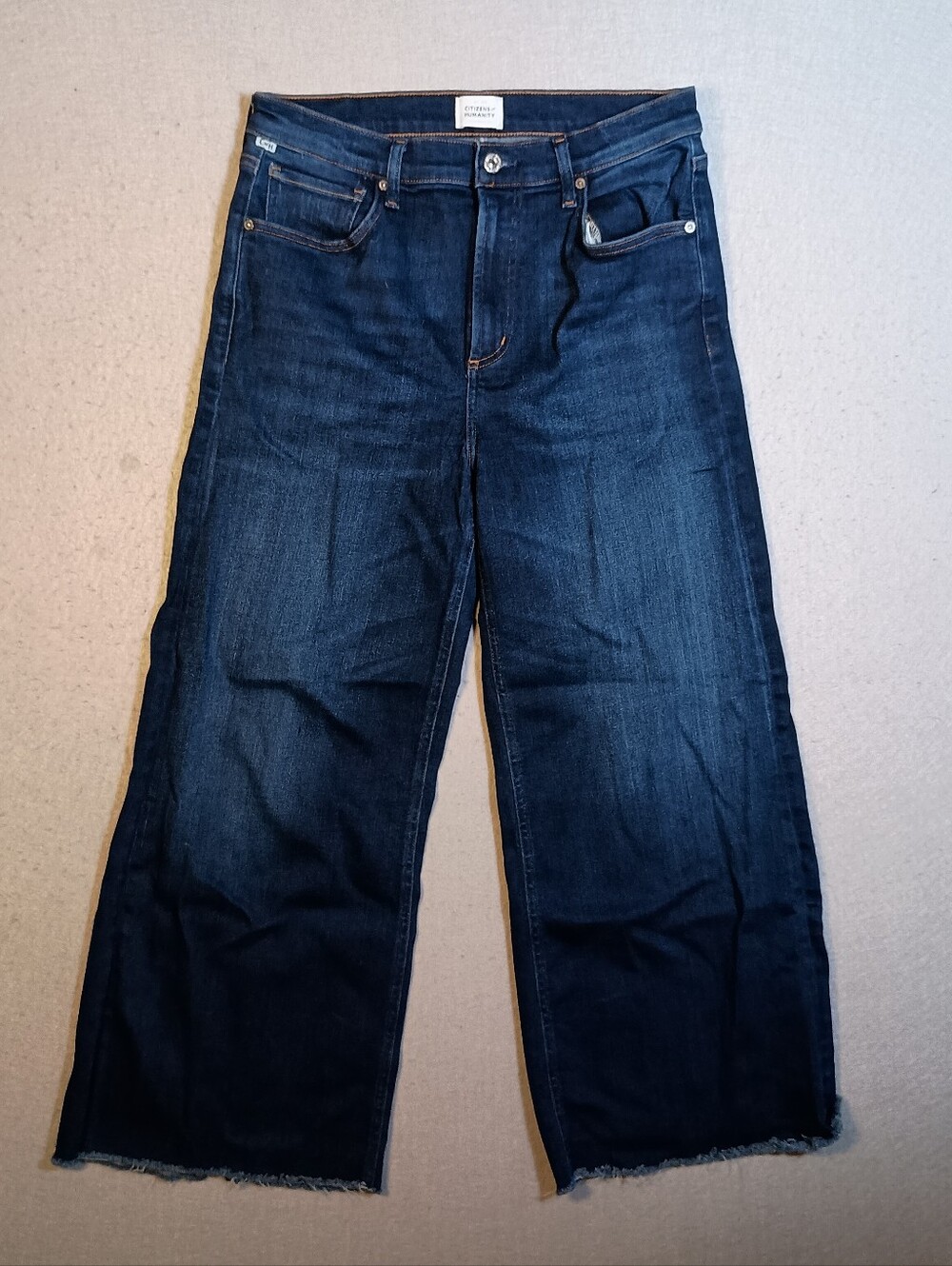Citizens of Humanity Lyra Wide Leg Crop Jeans Stretch Raw Hem Sz29(Fits 31x26.5)